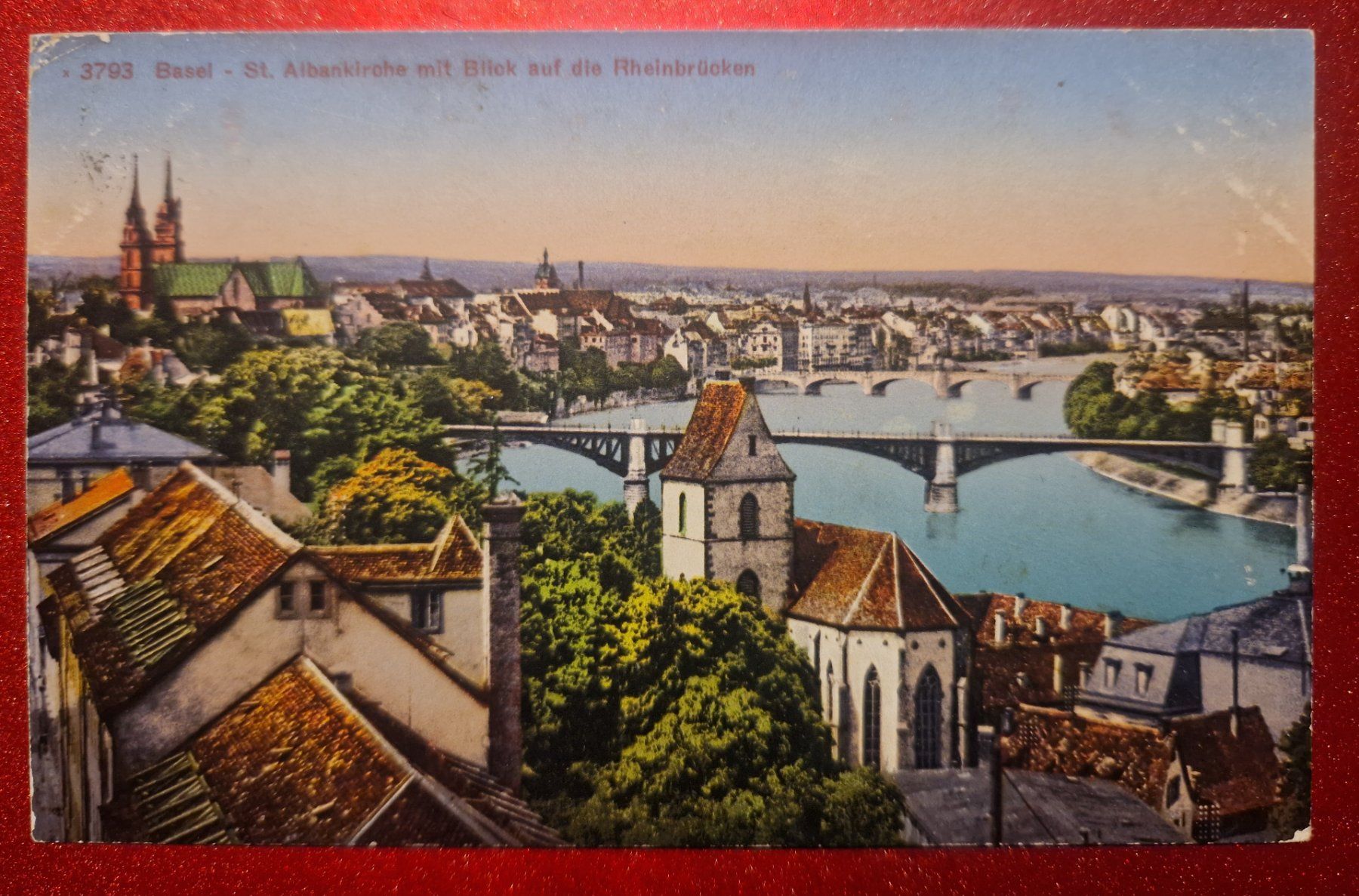 Ansichtskarten: Basel, St. Alban mit Rheinbrücke 1923 – Gebraucht aus Melchnau von Arthurius